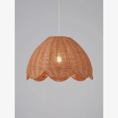 John Lewis John Lewis Tisse Scallop Rattan Pendant Ceiling Light, Natural
