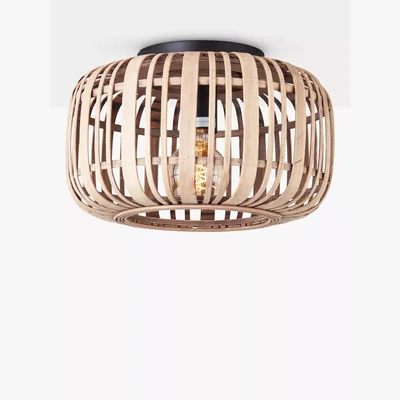 John Lewis Brilliant Lighting Woodrow Flush Ceiling Light, Brown Light