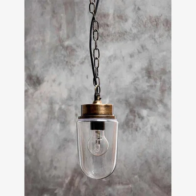 John Lewis Nkuku Ngari Porch Glass Pendant Light, Brass