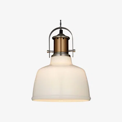 John Lewis John Lewis & Partners Lloyd Glass White Pendant Ceiling Light, Satin Nickel