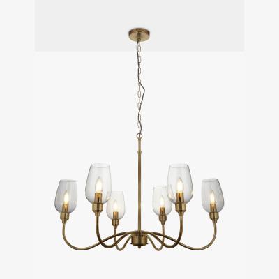 John Lewis Bay Lighting Brighton 6 Arm Ceiling Light, Brass
