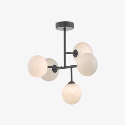 John Lewis Där Euan Opal Glass Semi Flush Ceiling Light, Black