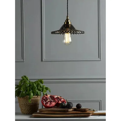 John Lewis Laura Ashley Pippa Smoked Glass Ceiling Light, Aged Brass
