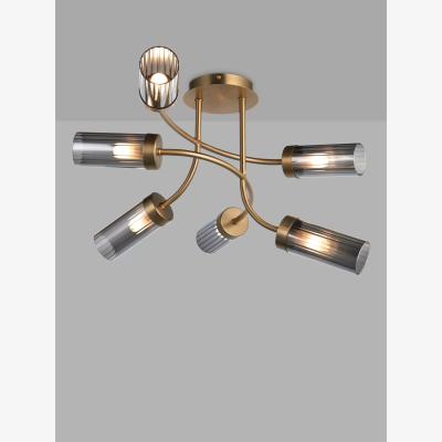 John Lewis John Lewis Dyad 6 Light Semi-Flush Ceiling Light, Brass