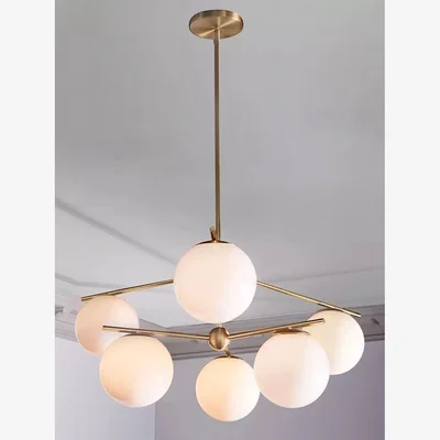 John Lewis West Elm Sphere + Stem Chandelier Ceiling Light, White