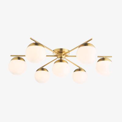 John Lewis Där Bombazine 7 Semi-Flush Ceiling Light, Brass