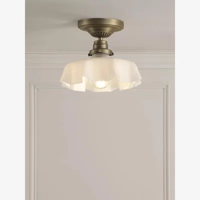 John Lewis Laura Ashley Banham Semi-Flush Ceiling Light, Antique Brass