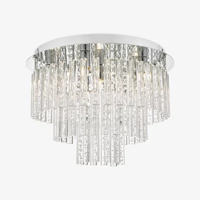 John Lewis Där Paulita Glass Semi Flush Ceiling Light, Clear/Polished Chrome