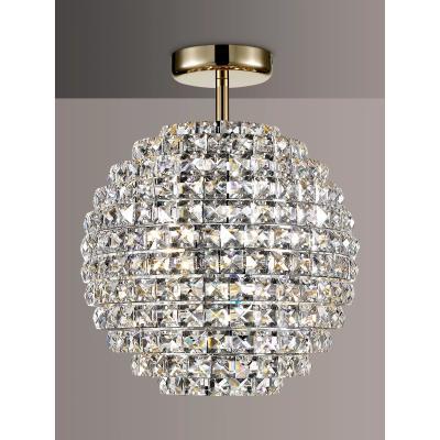 John Lewis Impex Nord Crystal Semi Flush Ceiling Light, Clear/Gold