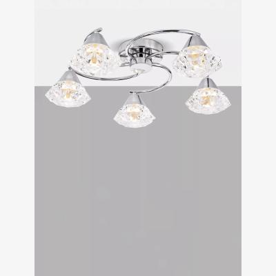 John Lewis Där Dilys 5 Arm Semi Flush Ceiling Light, Polished Chrome