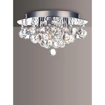 John Lewis Där Pluto Flush Crystal Ceiling Light, Clear/Polished Chrome, Dia.29cm