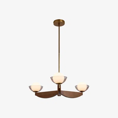 John Lewis MADE Layla 3 Arm Wood Ceiling Light with Adjustable Glass Orbs