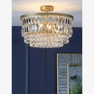 John Lewis Laura Ashley Rhosill Semi Flush Ceiling Light, Antique Brass