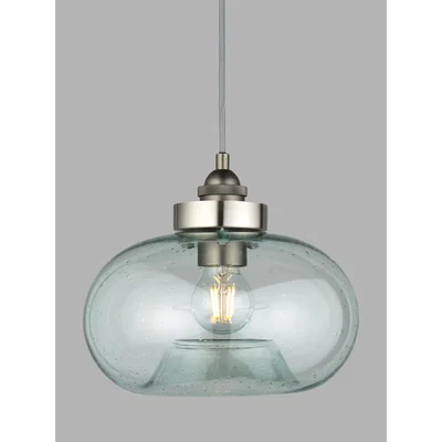 John Lewis John Lewis & Partners Selsey Glass Easy-to-Fit Ceiling Shade, Lake Blue
