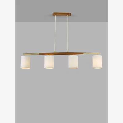 John Lewis John Lewis Spindle 4 Pendant Diner Ceiling Light, Walnut/Antique Brass