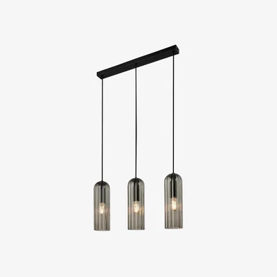 John Lewis Nordlux Miella 3 Light Fluted Glass Pendant Ceiling Light, Smoked