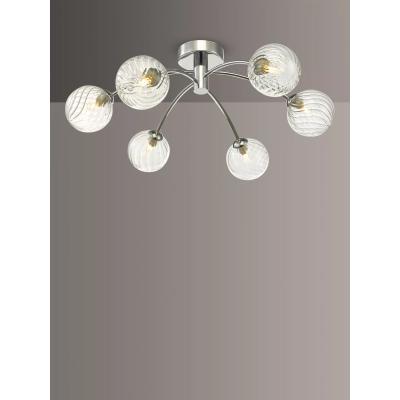 John Lewis Där Izzy Twisted Glass Large Semi Flush Ceiling Light, Clear/Polished Chrome