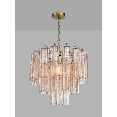 John Lewis John Lewis & Partners Rosina Fluted Glass Chandelier Ceiling Light, Pink