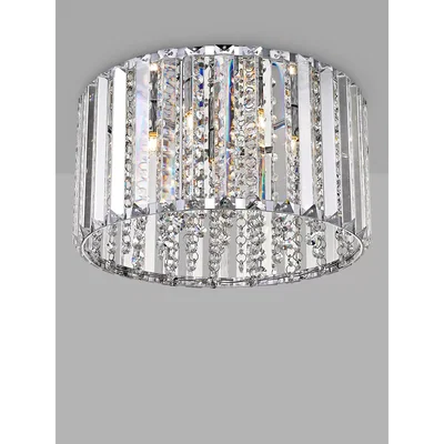 John Lewis Impex Diore Crystal Flush Ceiling Light, Small, Chrome
