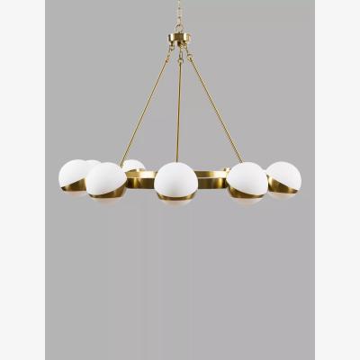 John Lewis Pure White Lines Luna 10 Arm Ceiling Light, Gold/White