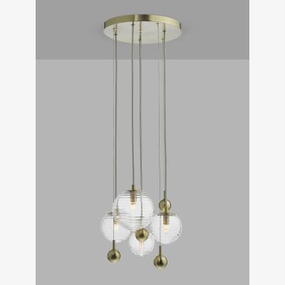 John Lewis John Lewis Ripples 4 Cluster Ceiling Light, Brass/Clear