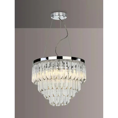 John Lewis Där Fame Crystal Chandelier Ceiling Light, Clear/Polished Nickel