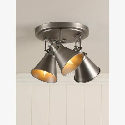 John Lewis Laura Ashley Rufus 3 Circular Spotlight Ceiling Plate, Nickel