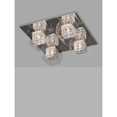 John Lewis Impex Avignon Glass Cube Flush Ceiling Light, Chrome