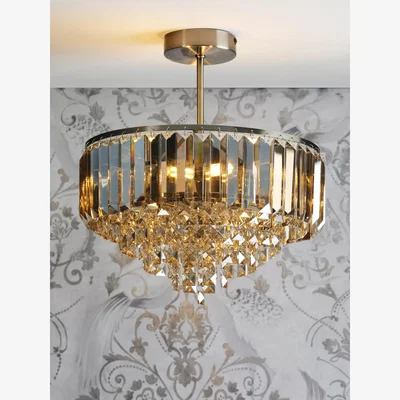 John Lewis Laura Ashley Vienna 3 Semi Flush Ceiling Light, Champagne