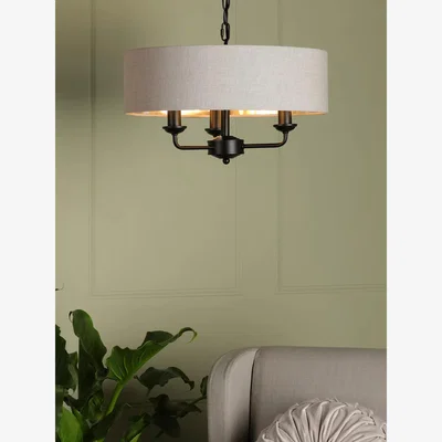 John Lewis Laura Ashley Sorrento 3 Pendant Ceiling Light, Natural
