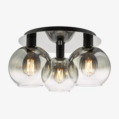 John Lewis Där Lycia Flush 3 Arm Mirror Ceiling Light, Black Ombre