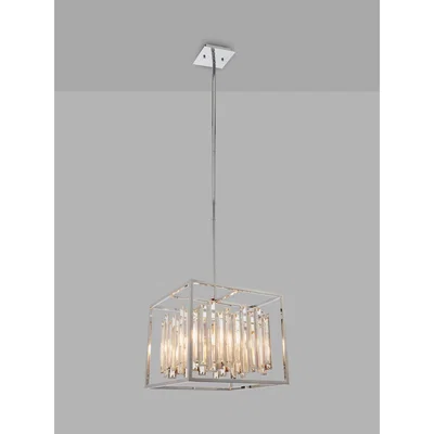 John Lewis Bay Lighting Libby Crystal Ceiling 4 Light Pendant, Clear/Chrome