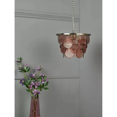 John Lewis Laura Ashley Kiarna Glass Ceiling Light, Blush/Antique Brass