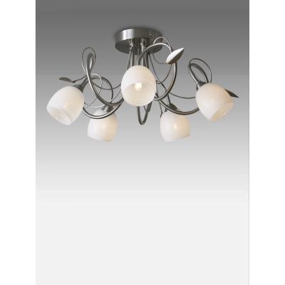 John Lewis John Lewis & Partners Amara Semi Flush 5 Arm Ceiling Light, Satin Nickel