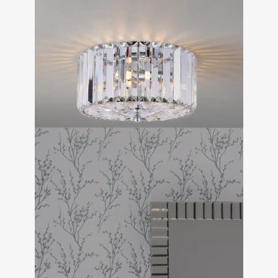 John Lewis Laura Ashley Fernhurst 3 Bulb Flush Ceiling Light, Antique Brass