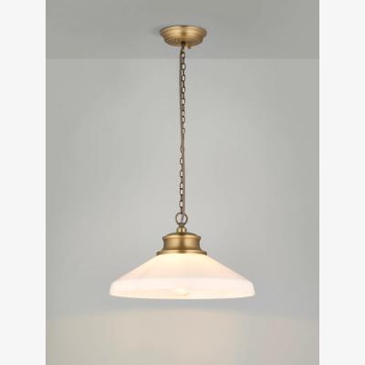 John Lewis John Lewis Tula Opaline Pendant Ceiling Light, Matt Antique Brass