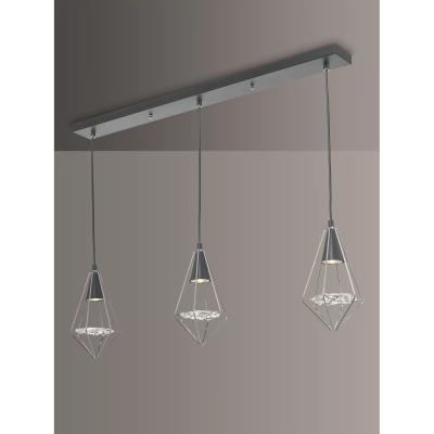 John Lewis Där Gianni 3 Pendant Bar Ceiling Light, Black Chrome
