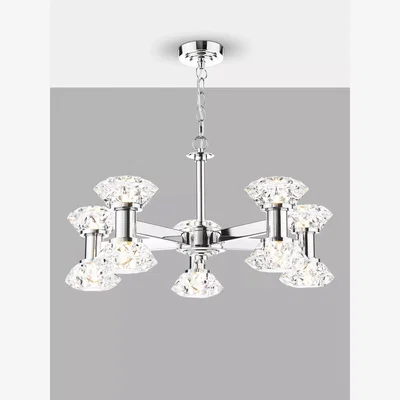 John Lewis Där Tiana 10 Light Pendant Ceiling Light, Polished Chrome