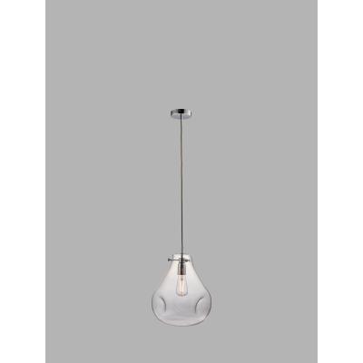John Lewis Bay Lighting Luna Glass Pendant Ceiling Light, Clear/Chrome