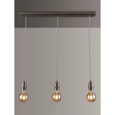 John Lewis John Lewis & Partners Bistro Spoke 3 Pendant Diner Ceiling Light, Antique Pewter
