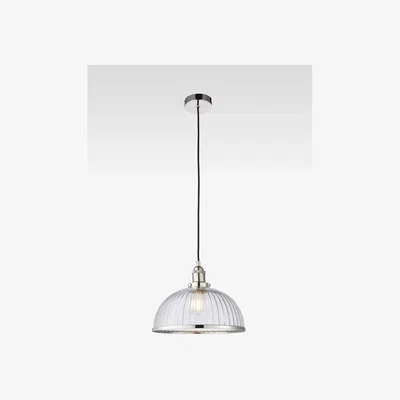 John Lewis Bay Lighting Carter Large Glass Ceiling Light, Clear/Nickel