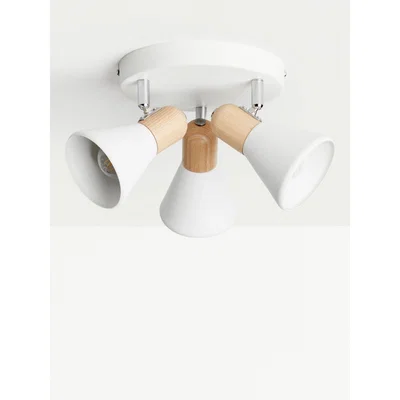 John Lewis John Lewis & Partners SES LED 3 Spotlight Ceiling Plate, White/Wood