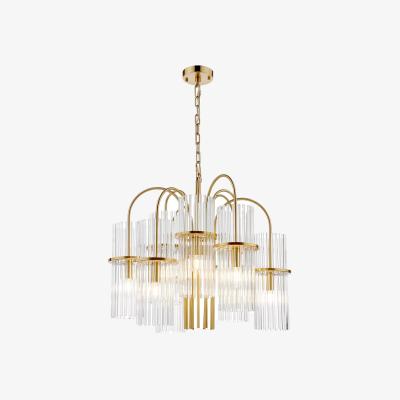 John Lewis Där Eniola Glass 9 Arm Pendant Ceiling Light, Brass