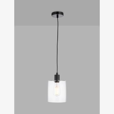 John Lewis Bay Lighting Romo Glass Ceiling Light, Clear/Black