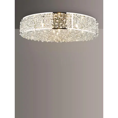 John Lewis Där Kotaro Crystal Flush Ceiling Light, Clear/Polished Chrome
