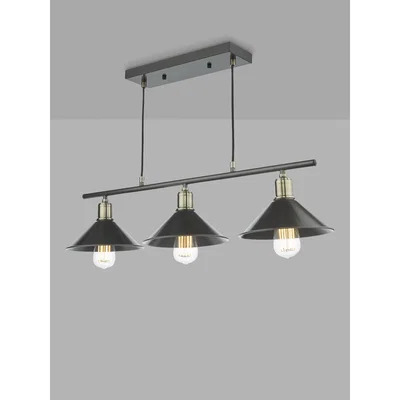 John Lewis Där Jalen Bar Ceiling Light, Graphite/Antique Brass
