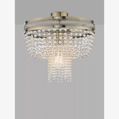 John Lewis Laura Ashley Clara Semi-Flush Beaded Ceiling Light, Brass