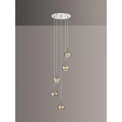 John Lewis John Lewis & Partners Stella 5 Pendant Cluster Ceiling Light, Black Chrome