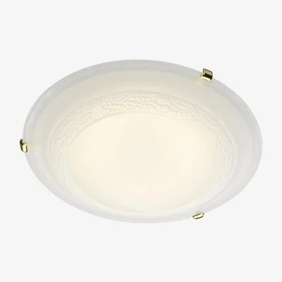 Knees Dar Lighting DAM482 Damask 50CM Flush Brass and Glass