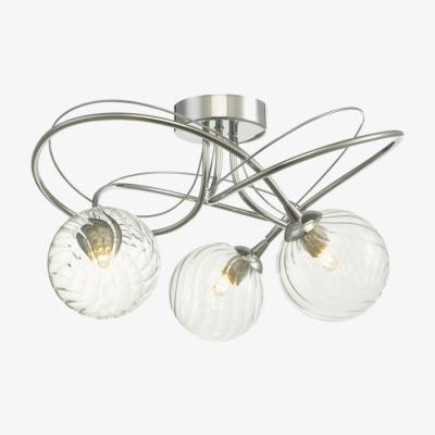 Knees dar lighting Ona5350-03 Onawa 3 Light Semi Flush Polished Chrome With Twisted Closed Glass
